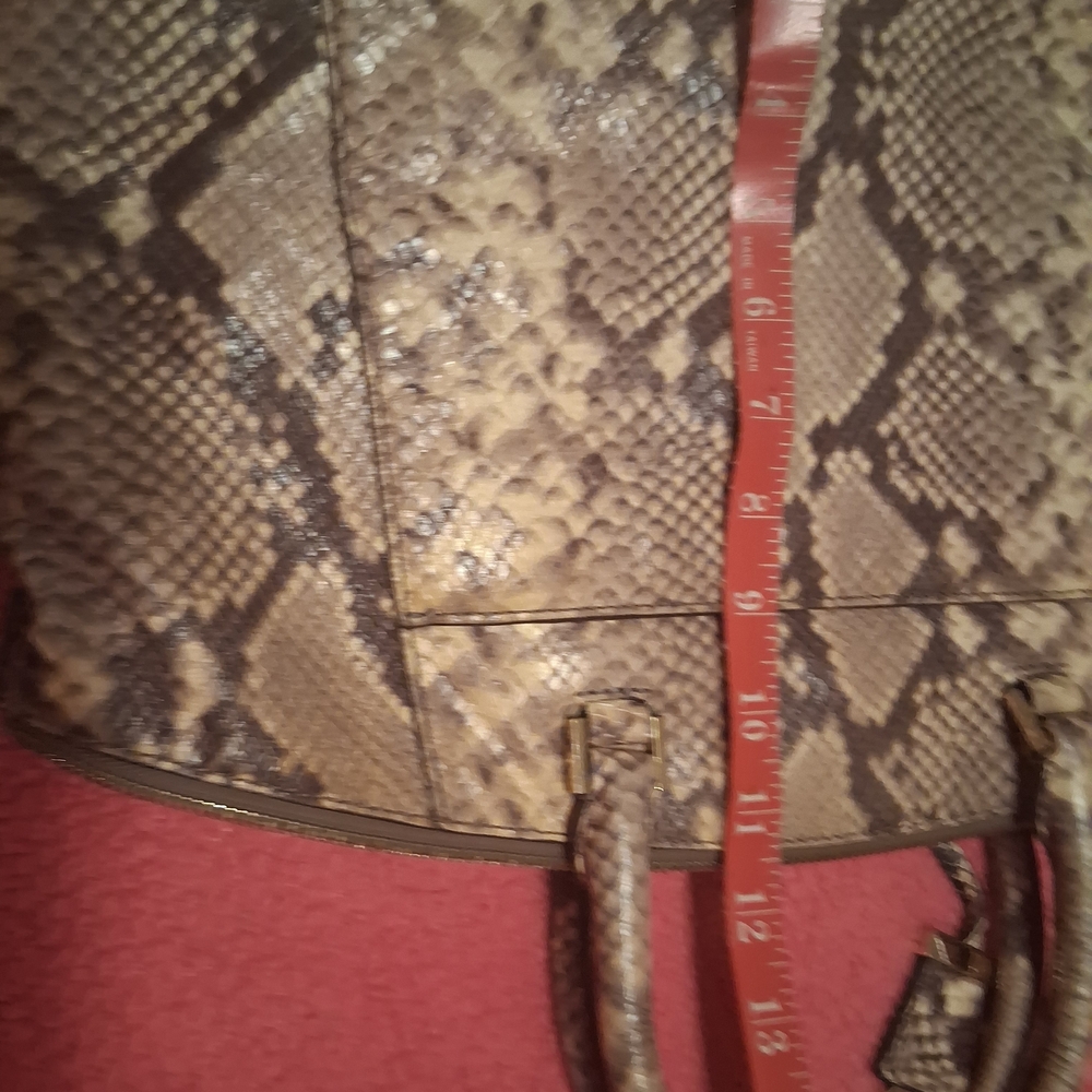 Michael Kors Brown and Tan Snake-Print Satchel with Gold Hardware - Picture 4 of 14